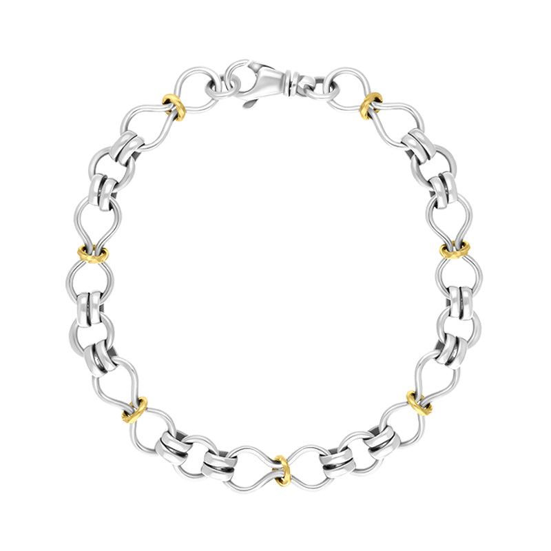 Sterling Silver 9ct Yellow Gold Figure of Eight Bracelet