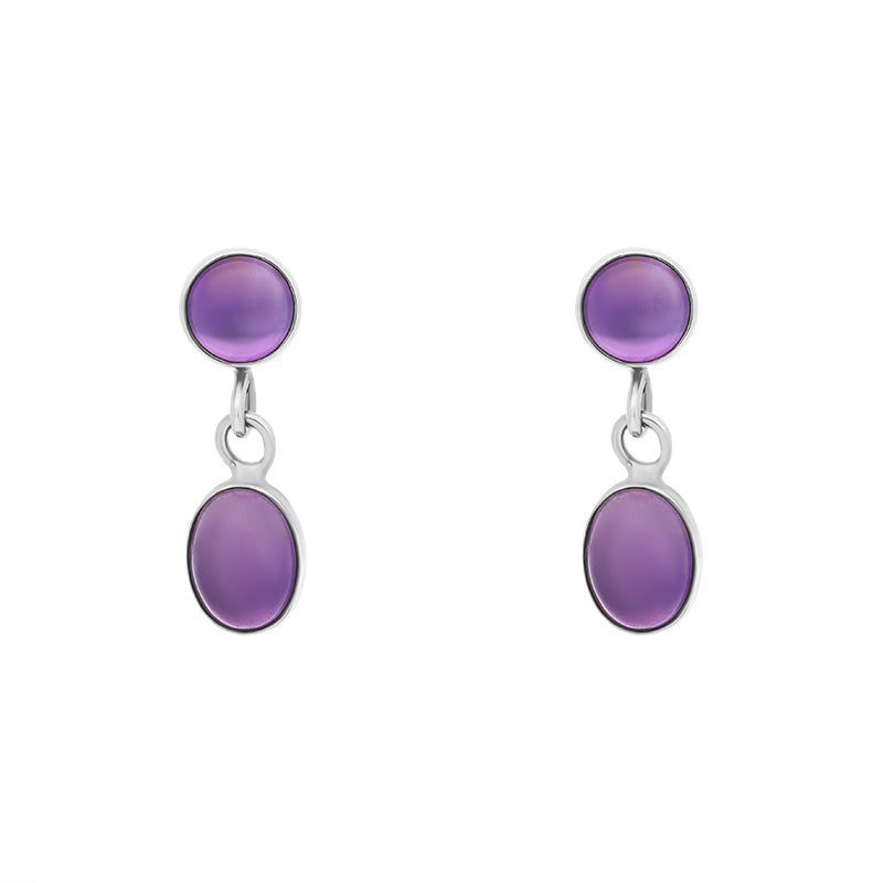 Sterling Silver Amethyst Oval Drop Earrings D