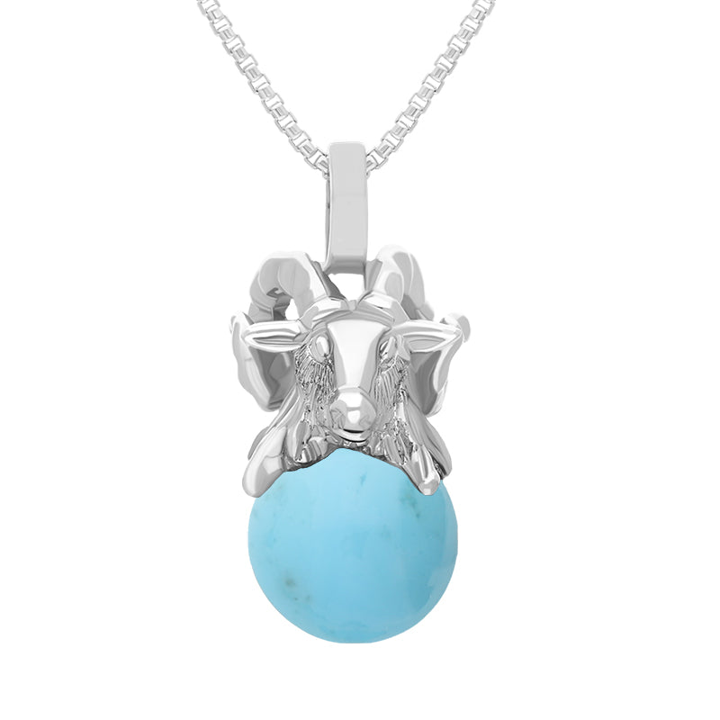 Sterling Silver Turquoise Zodiac Aries 8mm Bead Pendant
