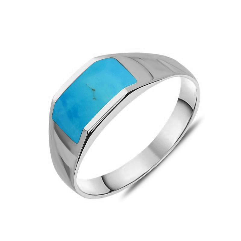 Sterling Silver Turquoise Cut Off Band Ring