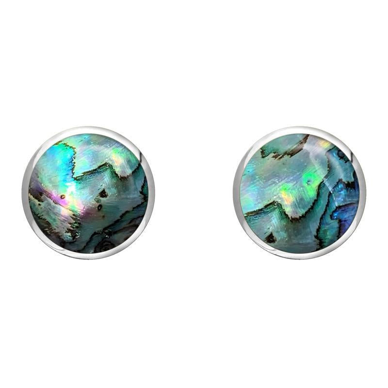 Sterling Silver Abalone 8mm Classic Large Round Stud Earrings