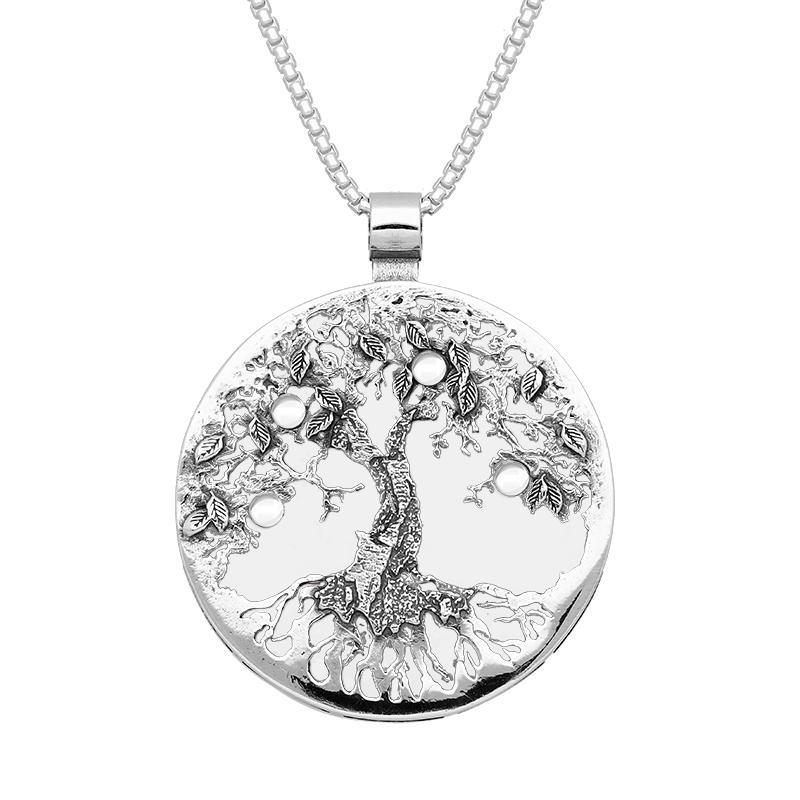 Sterling Silver Bauxite Large Round Tree Of Life Necklace
