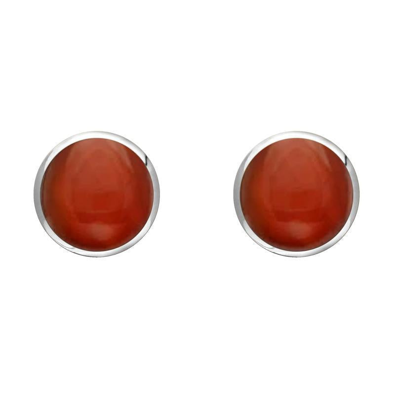 Sterling Silver Carnelian 6mm Classic Medium Round Stud Earrings