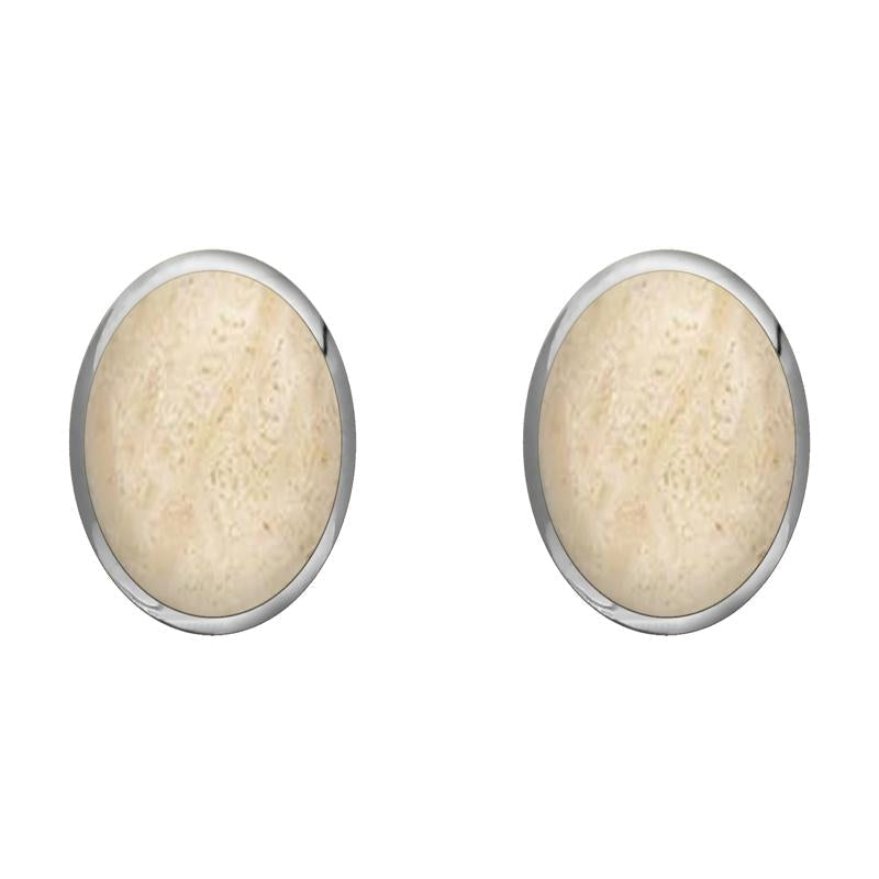 Sterling Silver Coquina 8 x 10mm Classic Large Oval Stud Earrings