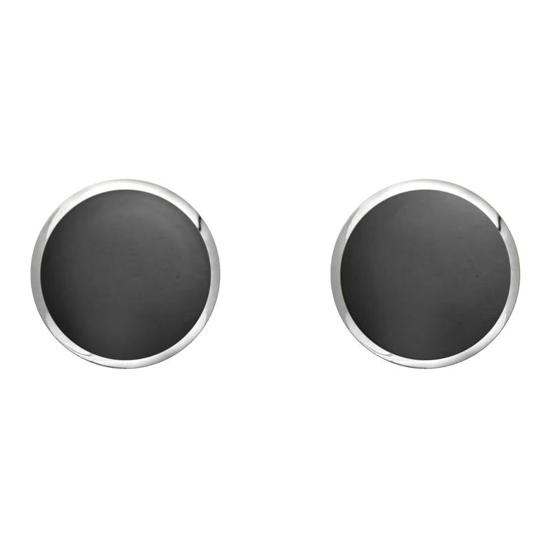 Sterling Silver Hematite 8mm Classic Large Round Stud Earrings