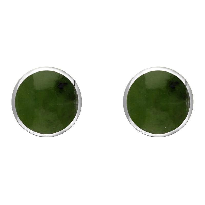 Sterling Silver Jade 8mm Classic Large Round Stud Earrings