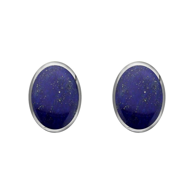 Sterling Silver Lapis Lazuli 7 x 5mm Classic Small Oval Stud Earrings