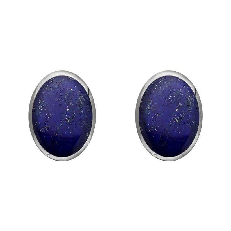 Sterling Silver Lapis Lazuli 8 x 6mm Classic Medium Oval Stud Earrings