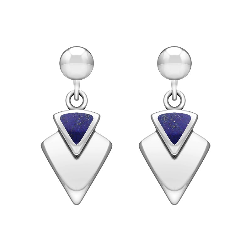 Sterling Silver Lapis Lazuli Arrowhead Drop Earrings