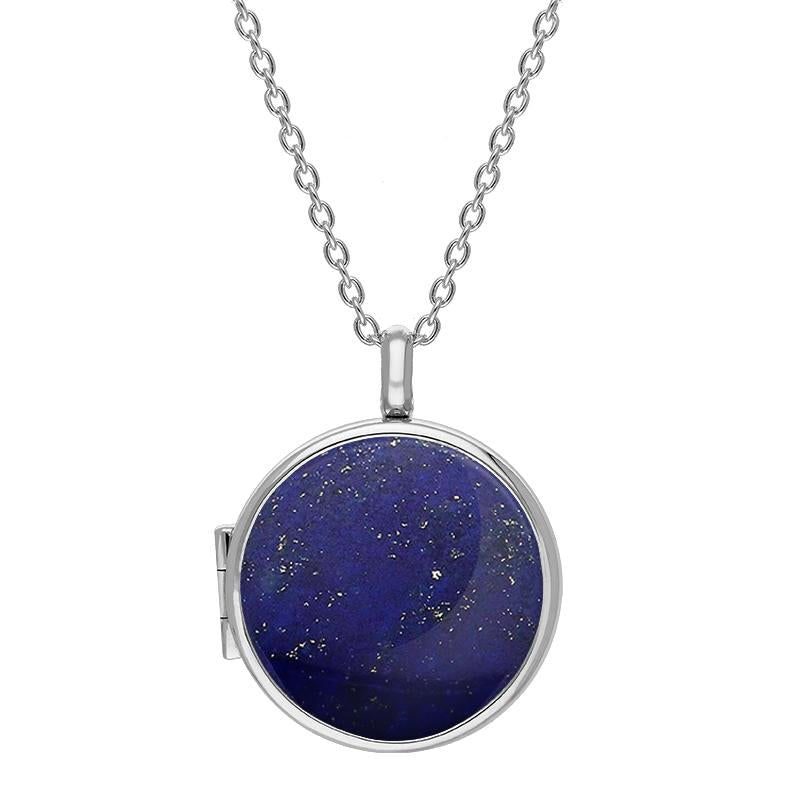 Sterling Silver Lapis Lazuli Medium Round Locket