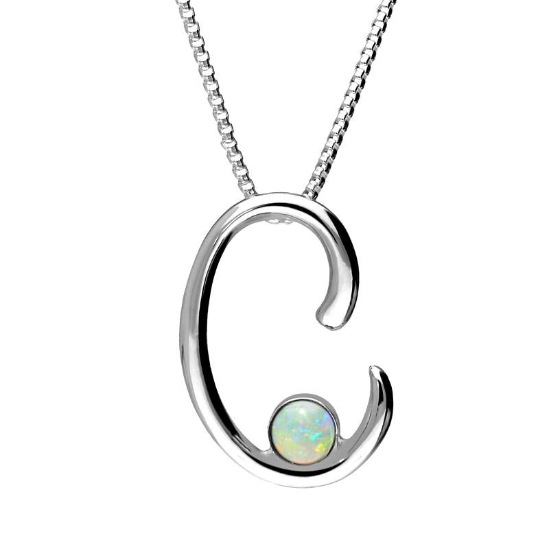 Sterling Silver Opal Love Letters Initial C Necklace