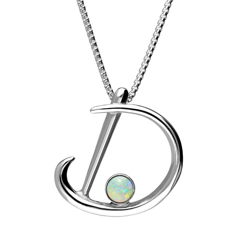 Sterling Silver Opal Love Letters Initial D Necklace