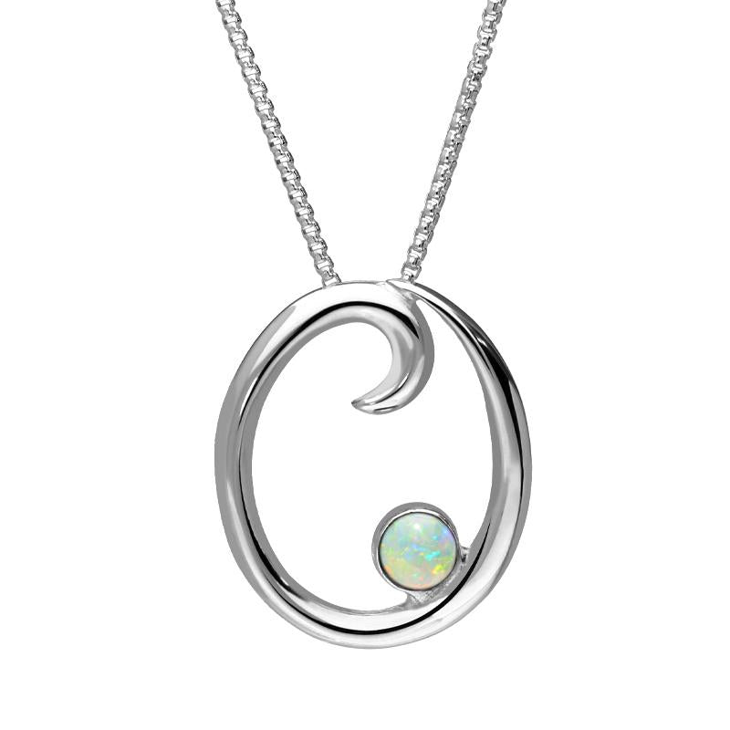 Sterling Silver Opal Love Letters Initial O Necklace