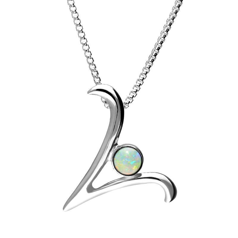 Sterling Silver Opal Love Letters Initial V Necklace