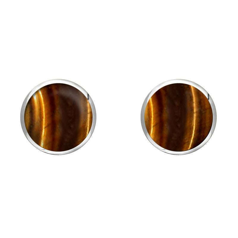 Sterling Silver Tigers Eye 6mm Classic Medium Round Stud Earrings