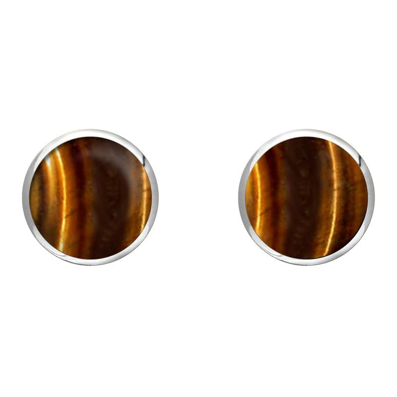 Sterling Silver Tigers Eye 8mm Classic Large Round Stud Earrings
