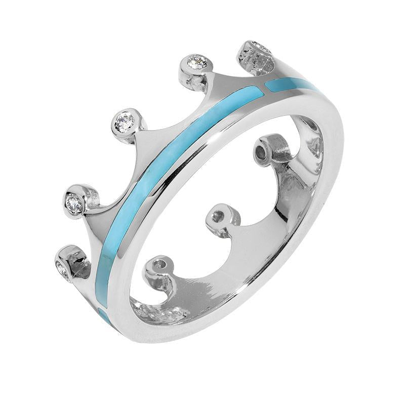 Sterling Silver Turquoise Diamond Tiara Band Ring