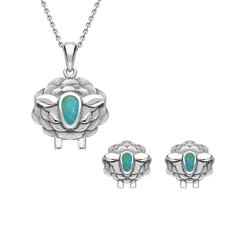 Sterling Silver Turquoise Sheep Two Piece Set