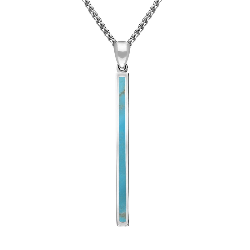 Sterling Silver Turquoise Long Slim Oblong Necklace