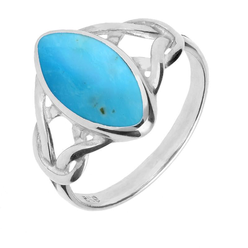 Sterling Silver Turquoise Marquise Celtic Ring