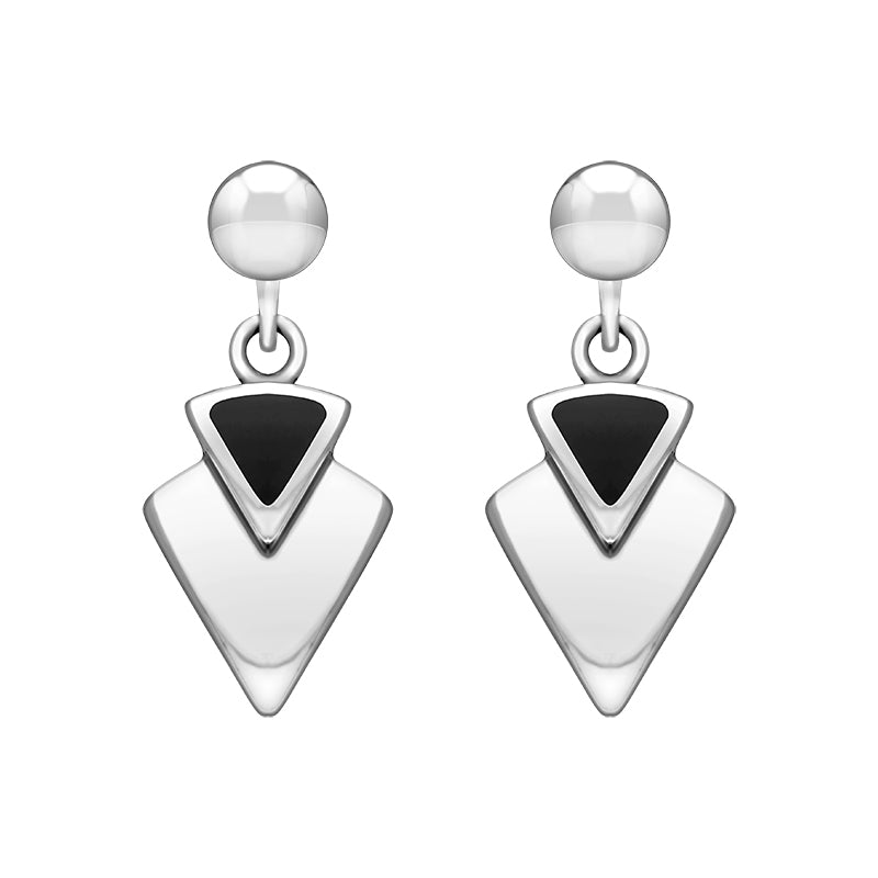 Sterling Silver Whitby Jet Arrowhead Drop Earrings