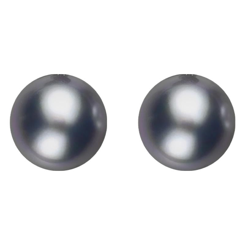 Sterling Silver 8mm Black Freshwater Pearl Stud Earrings