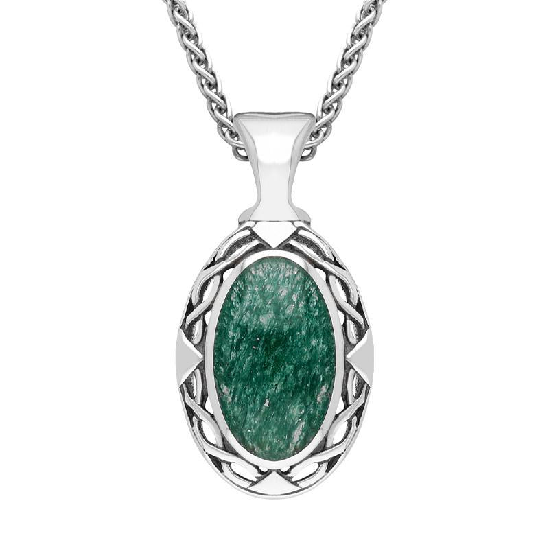 Sterling Silver Aventurine Oval Celtic Necklace