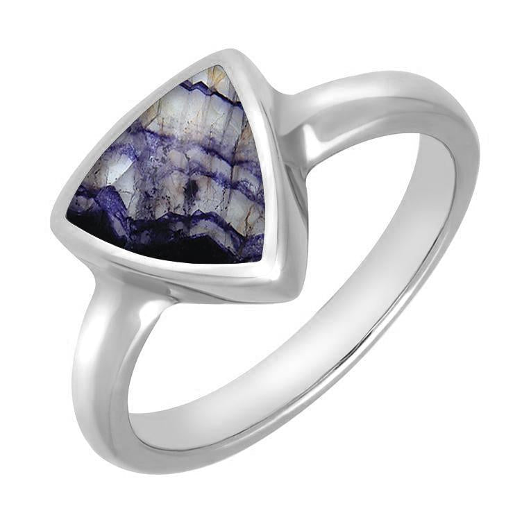 Sterling Silver Blue John Curved Triangle Ring