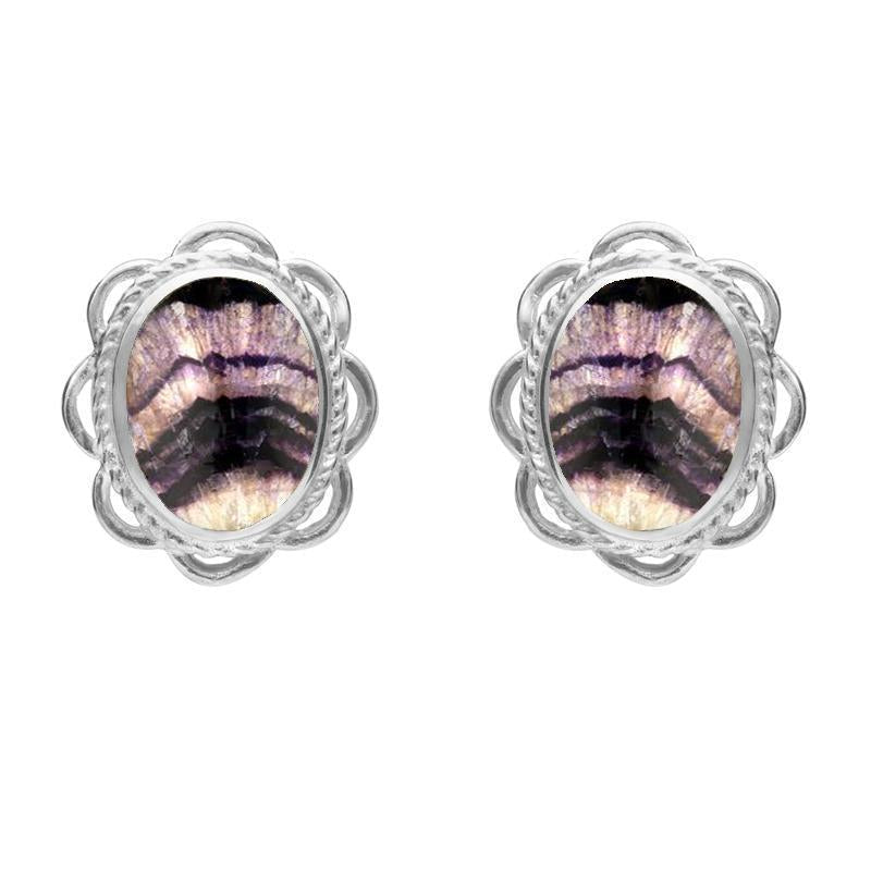 Sterling Silver Blue John Large Rope Oval Frill Stud Earrings