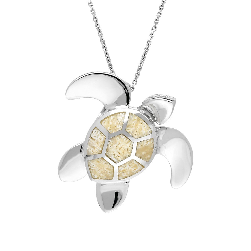 Sterling Silver Coquina Medium Seven Stone Turtle Necklace