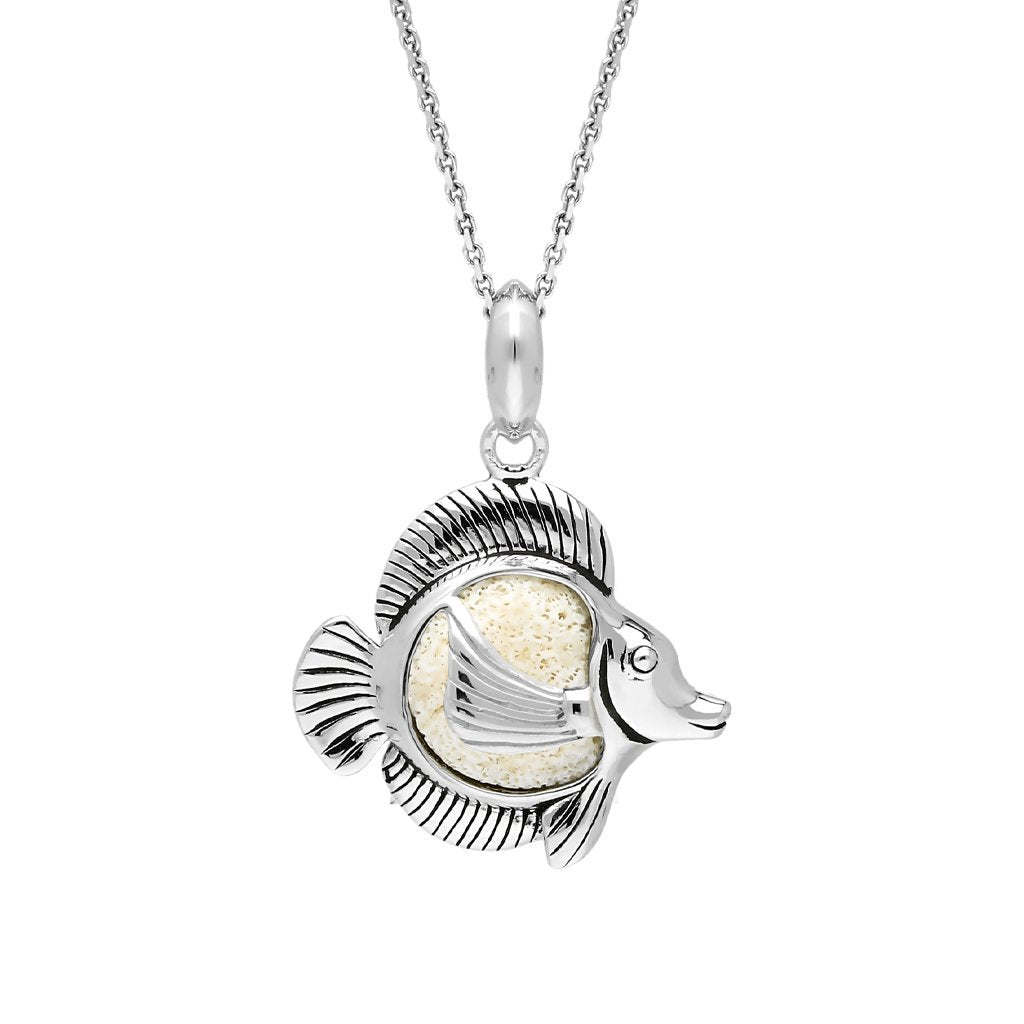 Sterling Silver Coquina Single Stone Angel Fish Necklace