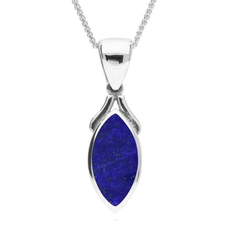 Sterling Silver Lapis Lazuli Marquise Necklace