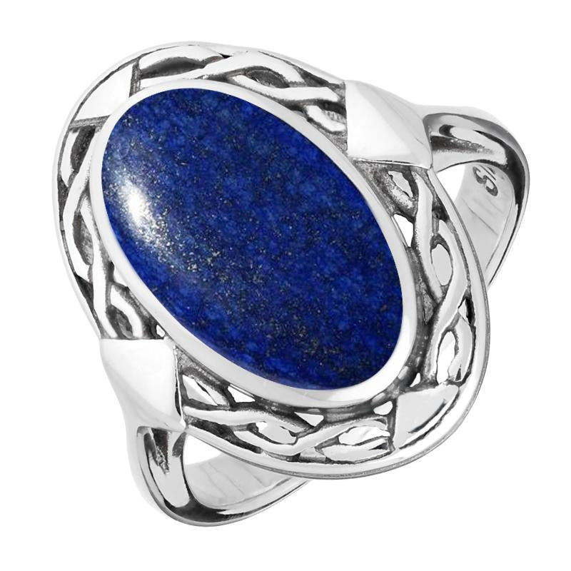 Sterling Silver Lapis Lazuli Oval Celtic Ring