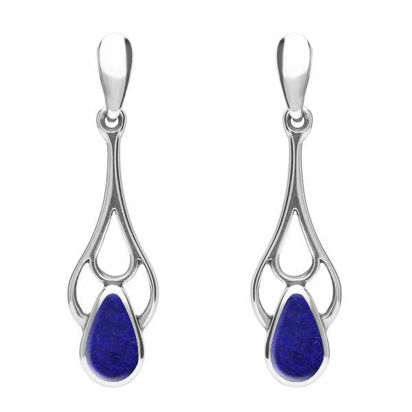 Sterling Silver Lapis Lazuli Pear Spoon Earrings