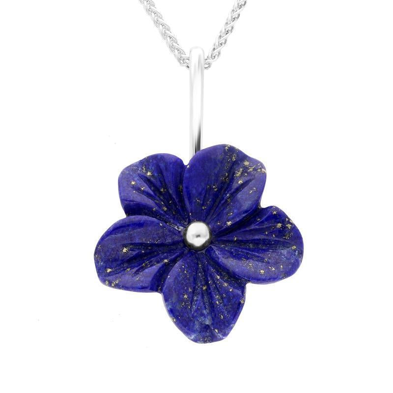 Sterling Silver Lapis Lazuli Tuberose 22mm Desert Rose Necklace