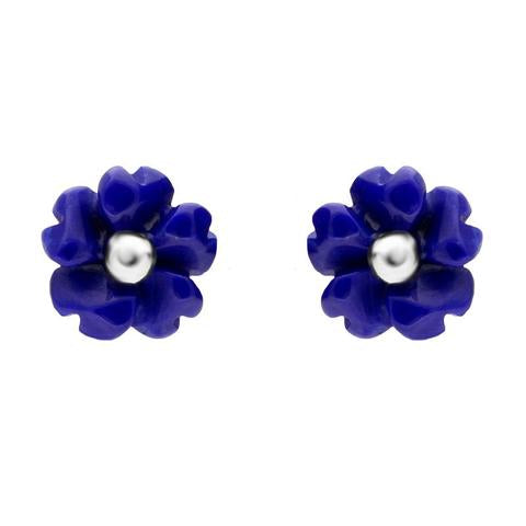 Sterling Silver Lapis Lazuli Tuberose 6mm Gypsophila Stud Earrings