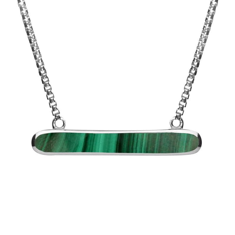 Sterling Silver Malachite Lineaire Oval Necklace