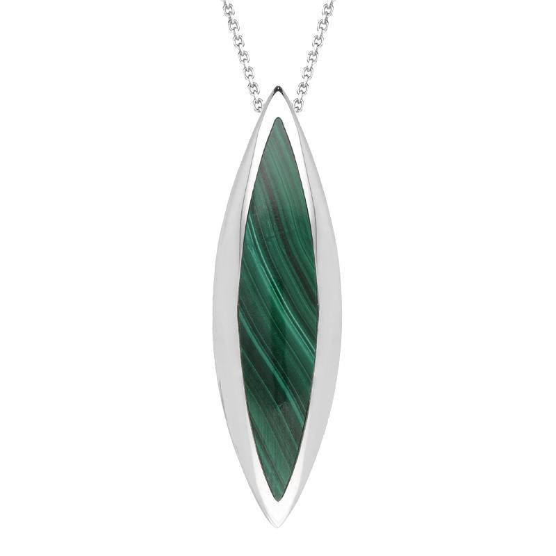 Sterling Silver Malachite Toscana Long Marquise Necklace