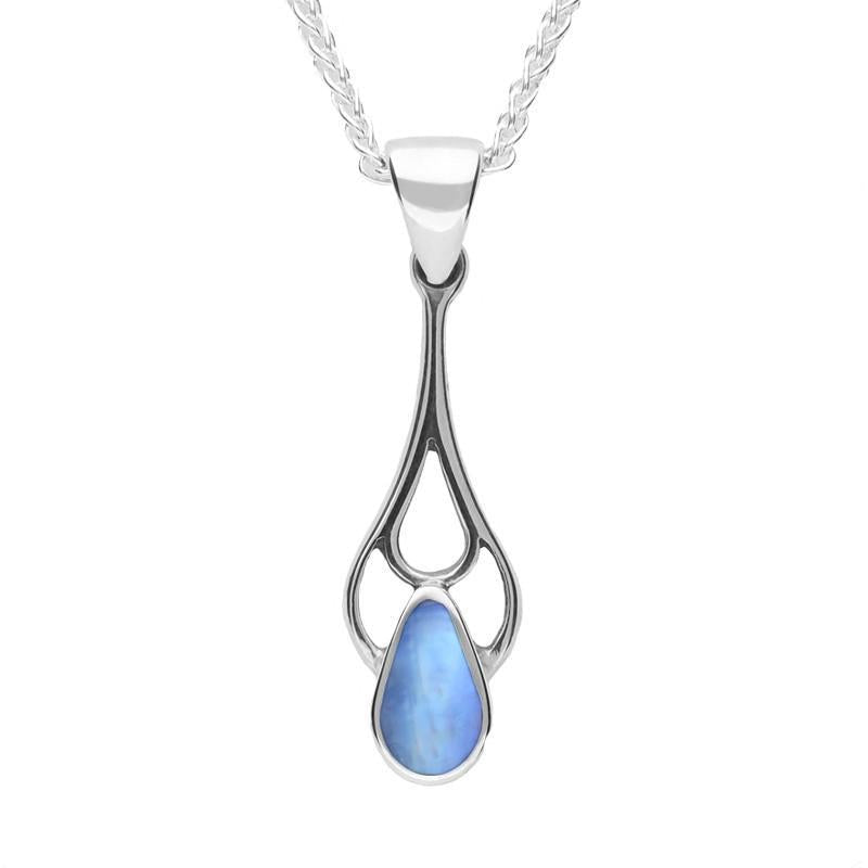 Sterling Silver Moonstone Pear Spoon Necklace