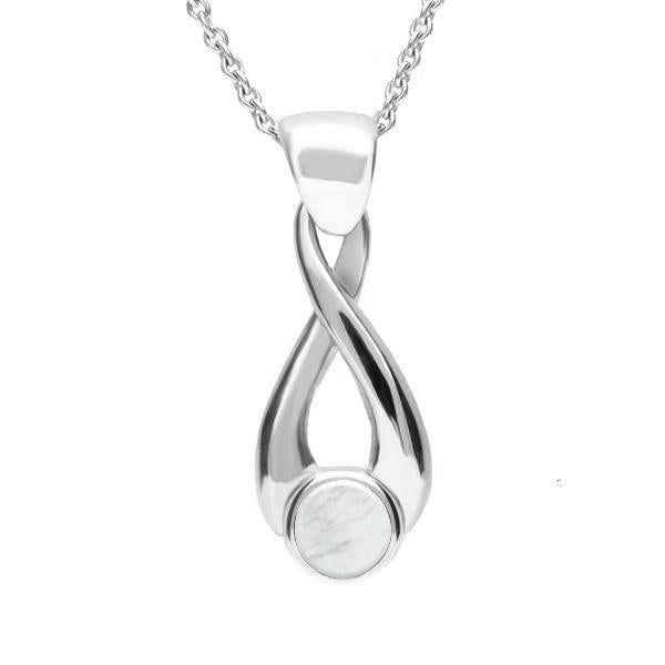 Sterling Silver Mother of Pearl Eternity Loop Necklace