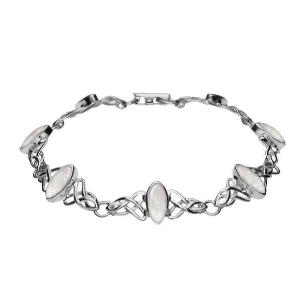 Sterling Silver Mother of Pearl Marquise Shaped Celtic Bracelet