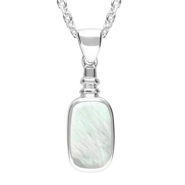 Sterling Silver Mother of Pearl Oblong Bottle Top Necklace