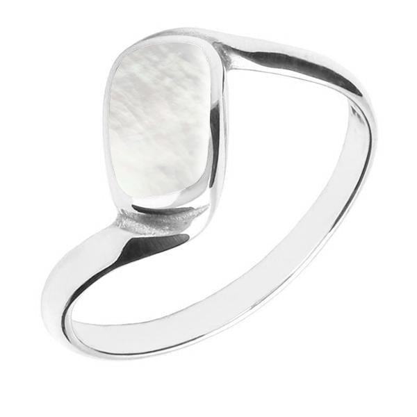Sterling Silver Mother of Pearl Oblong Twist Ring
