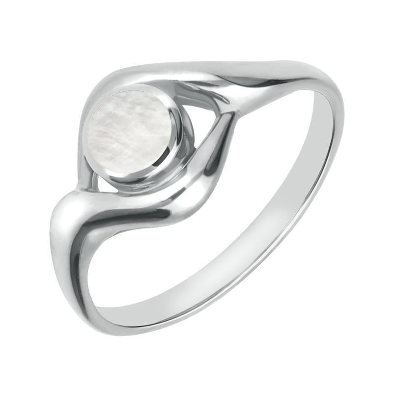 Sterling Silver Mother of Pearl Round Twist Ring