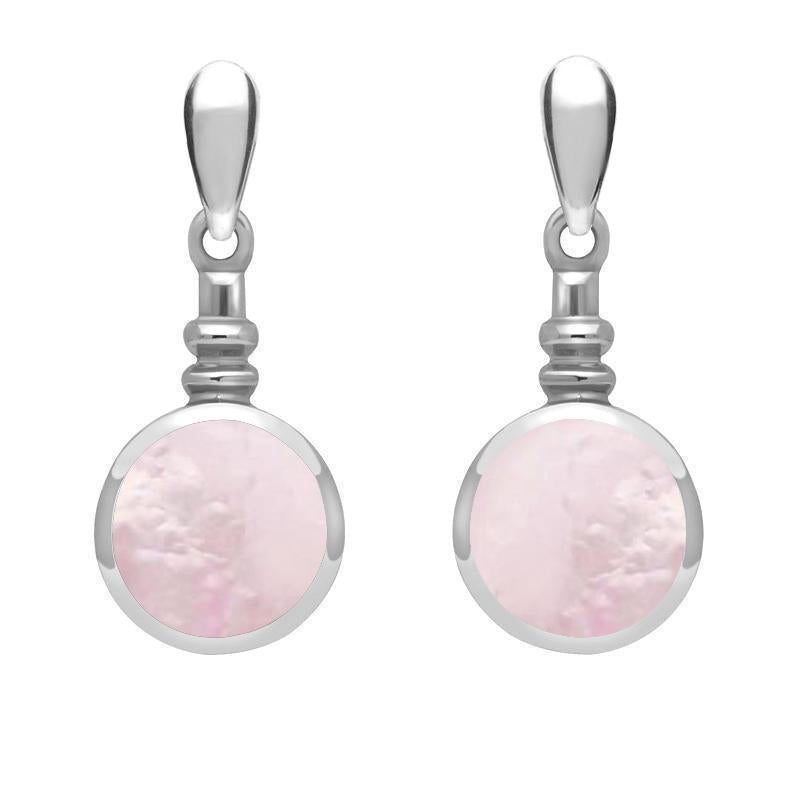 Sterling Silver Pink Mother of Pearl Bottle Top Drop Earrings