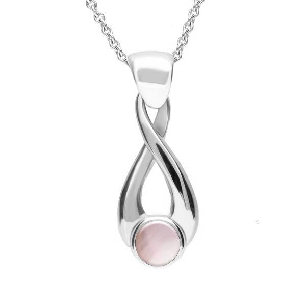 Sterling Silver Pink Mother of Pearl Eternity Loop Necklace