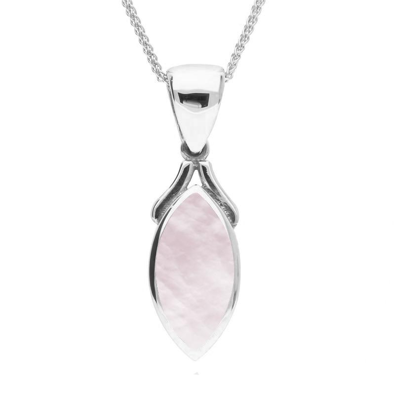 Sterling Silver Pink Mother of Pearl Marquise Necklace