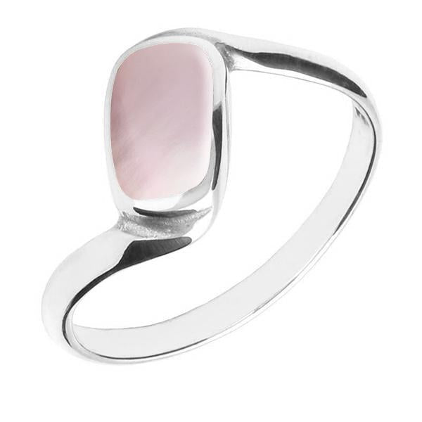 Sterling Silver Pink Mother of Pearl Oblong Twist Ring