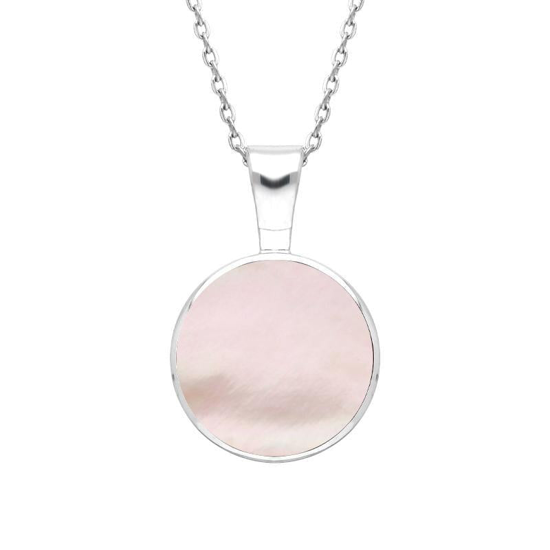 Sterling Silver Pink Mother of Pearl Heritage Round Necklace