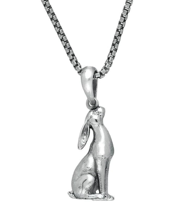 Sterling Silver Small Moon Gazing Hare Necklace